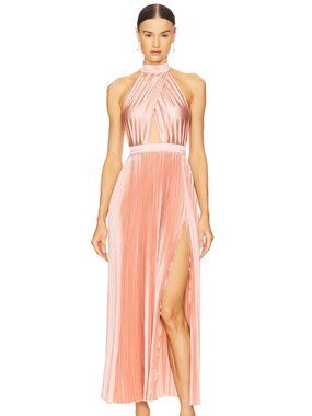 L'IDEE Renaissance Split Midi Dress - Light Pink - XS